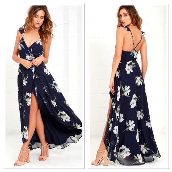Lulus Dresses & Skirts - Lulu’s all mine navy floral print wrap dress